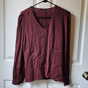MSRP $69 NWT Bobi BLACK Wine V Neck Blouse Size S